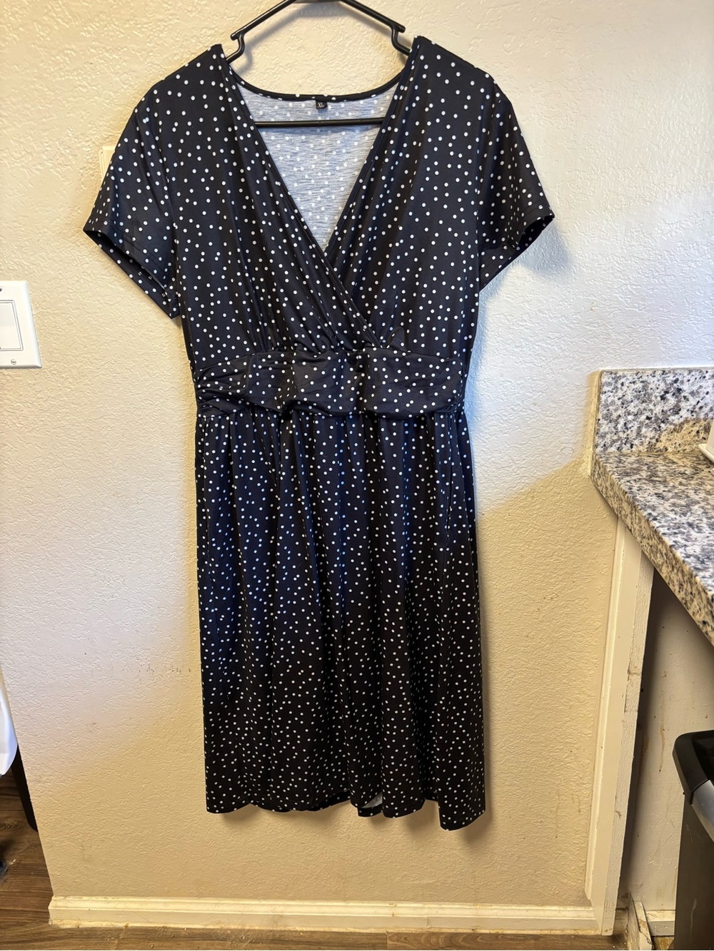 Women’s Black Polka Dot Wrap-Style Dress